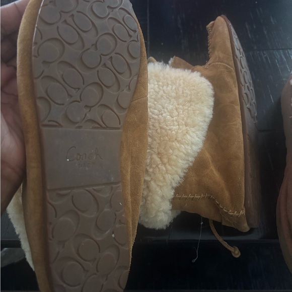 Coach Tan Suede Moccasins with Cream Lining - Picture 3 of 6